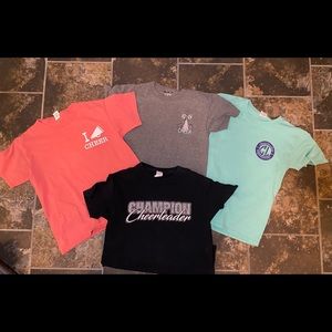 Bundle of 4 cheer tshirts size youth large